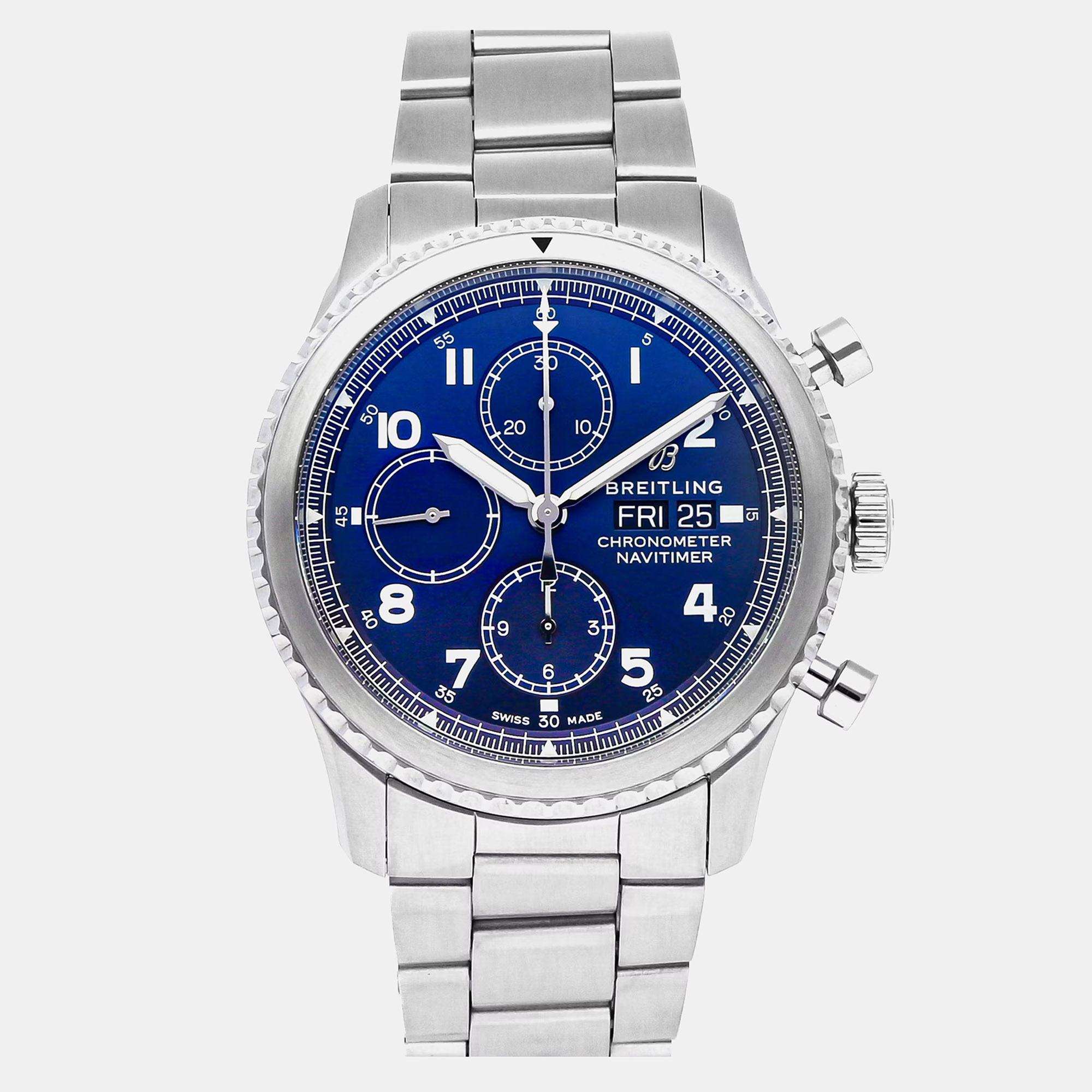 Pre-Owned Breitling Navitimer 8 Chronograph A13314101C1A1 Blue Automatic Stainless Steel Men’s Wristwatch 43 MM