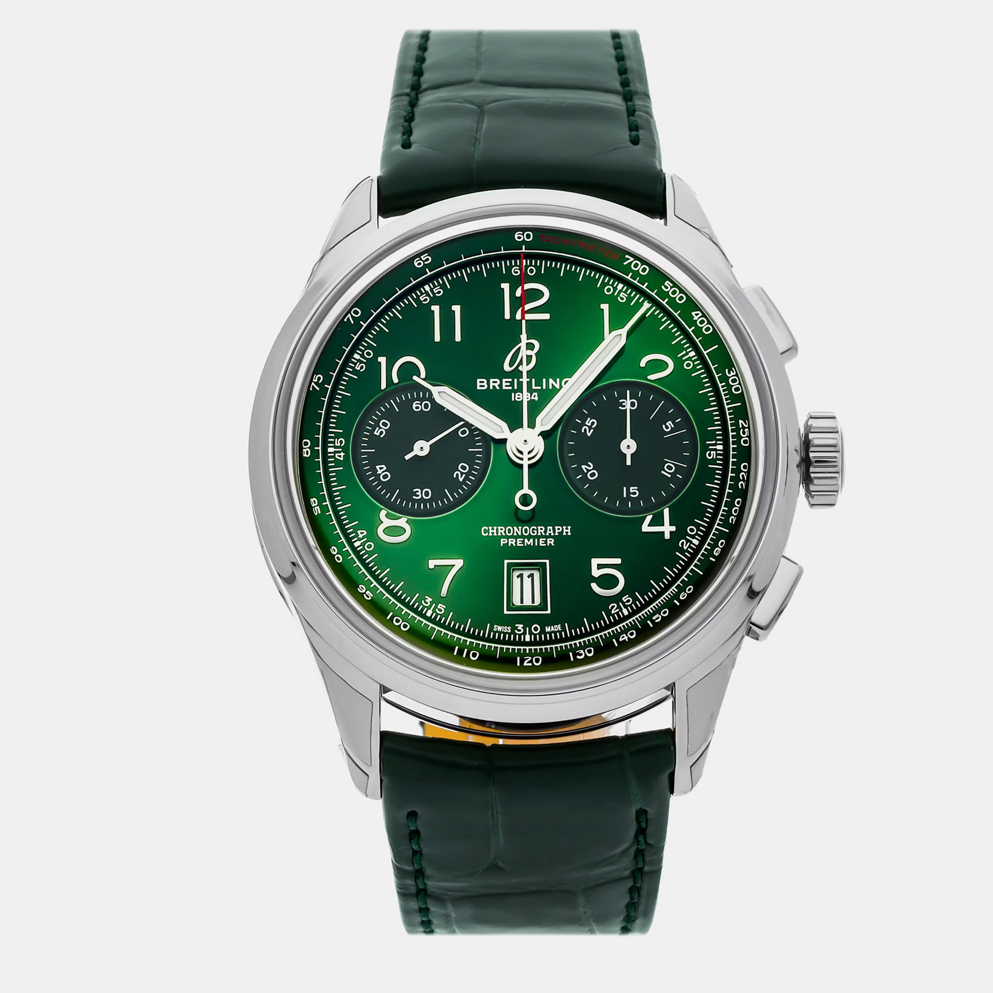 

Pre-Owned Breitling Premier B01 Chronograph AB0145371L1P2 Green Automatic Stainless Steel Men's Wristwatch 42 MM