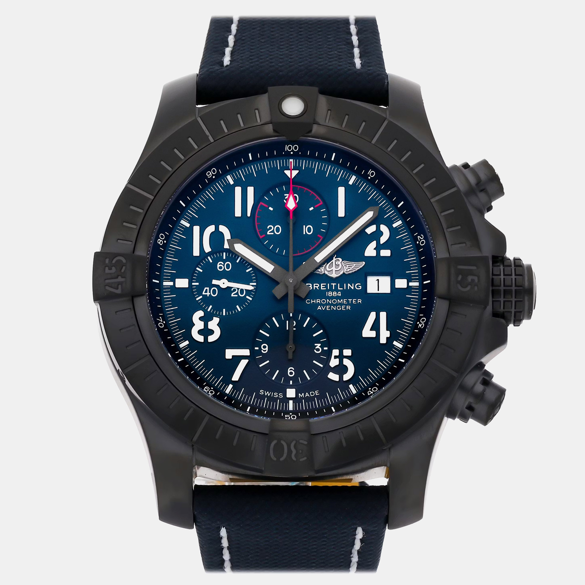 

Pre-Owned Breitling Super Avenger Chronograph V13375101C1X2 Blue Automatic Titanium Men's Wristwatch 48 MM