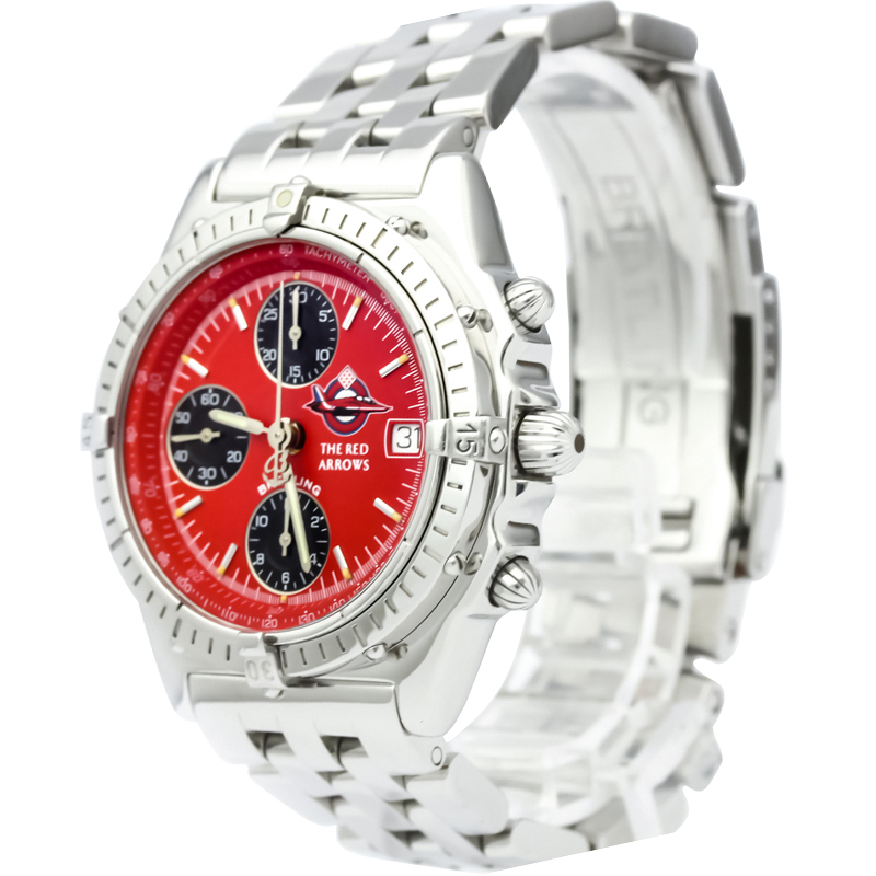 Pre Owned Breitling Red Stainless Steel Chronomat Men's Wristwatch 40MM