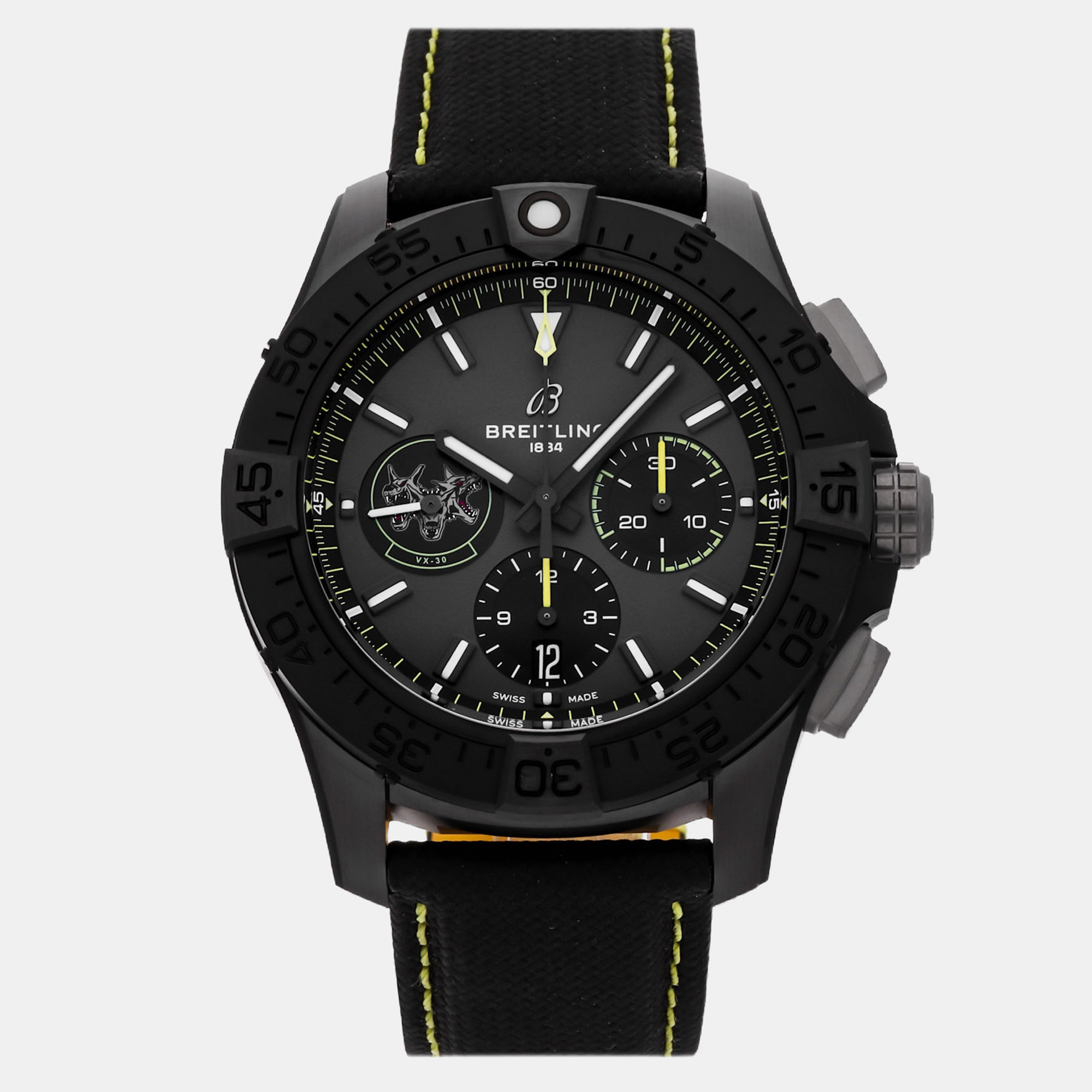 Pre-owned Breitling Avenger B01 Chronograph Night Mission Bloodhounds Sb01472a1b1x1 Gray Ceramic Automatic Men's Watch 4 In Black