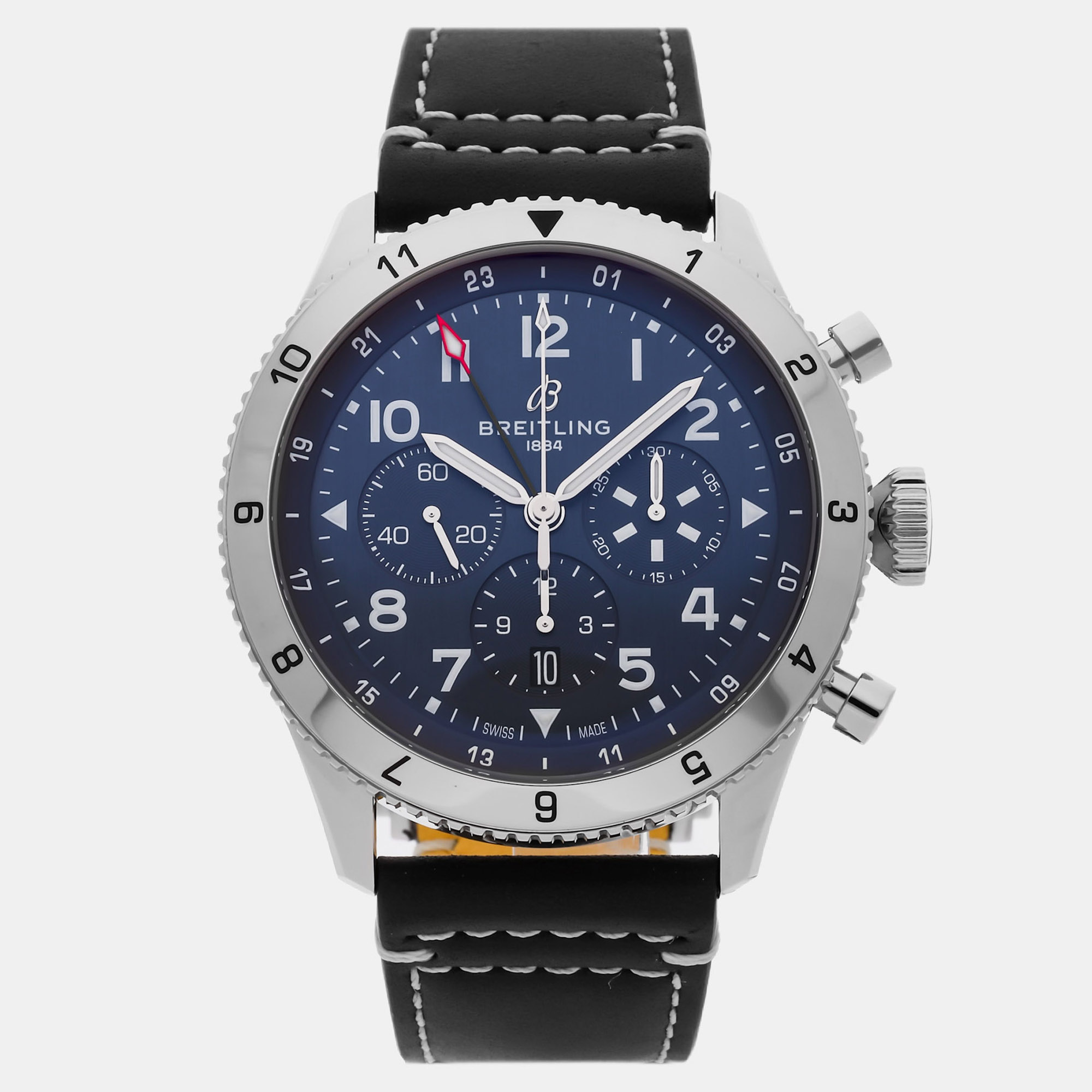 Pre-owned Breitling Super Avi Ab04451a1c1x1 Blue Stainless Steel Automatic Men's Watches 46mm