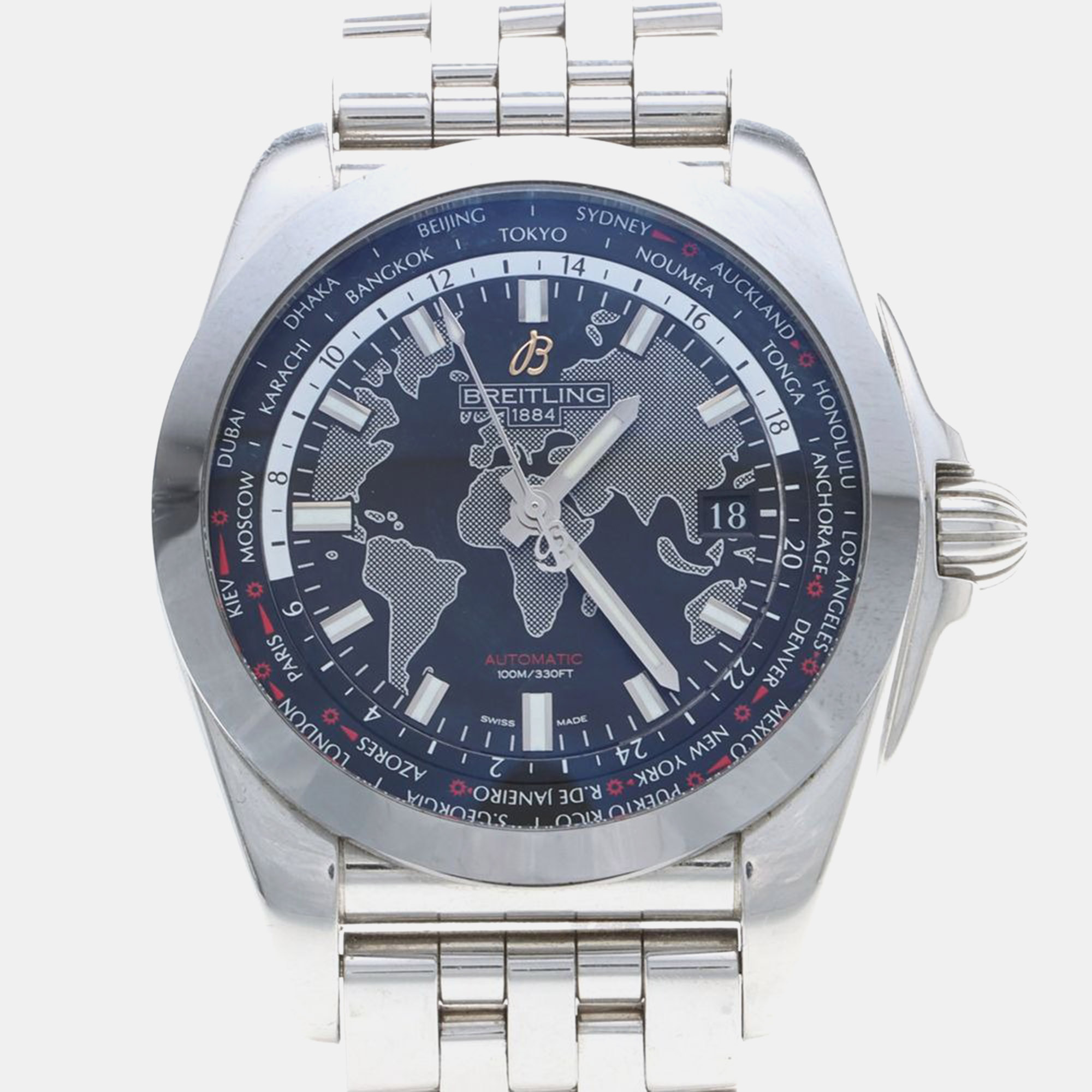 Breitling Galactic WB3510 Blue Stainless Steel Automatic Mens Wristwatch 44mm