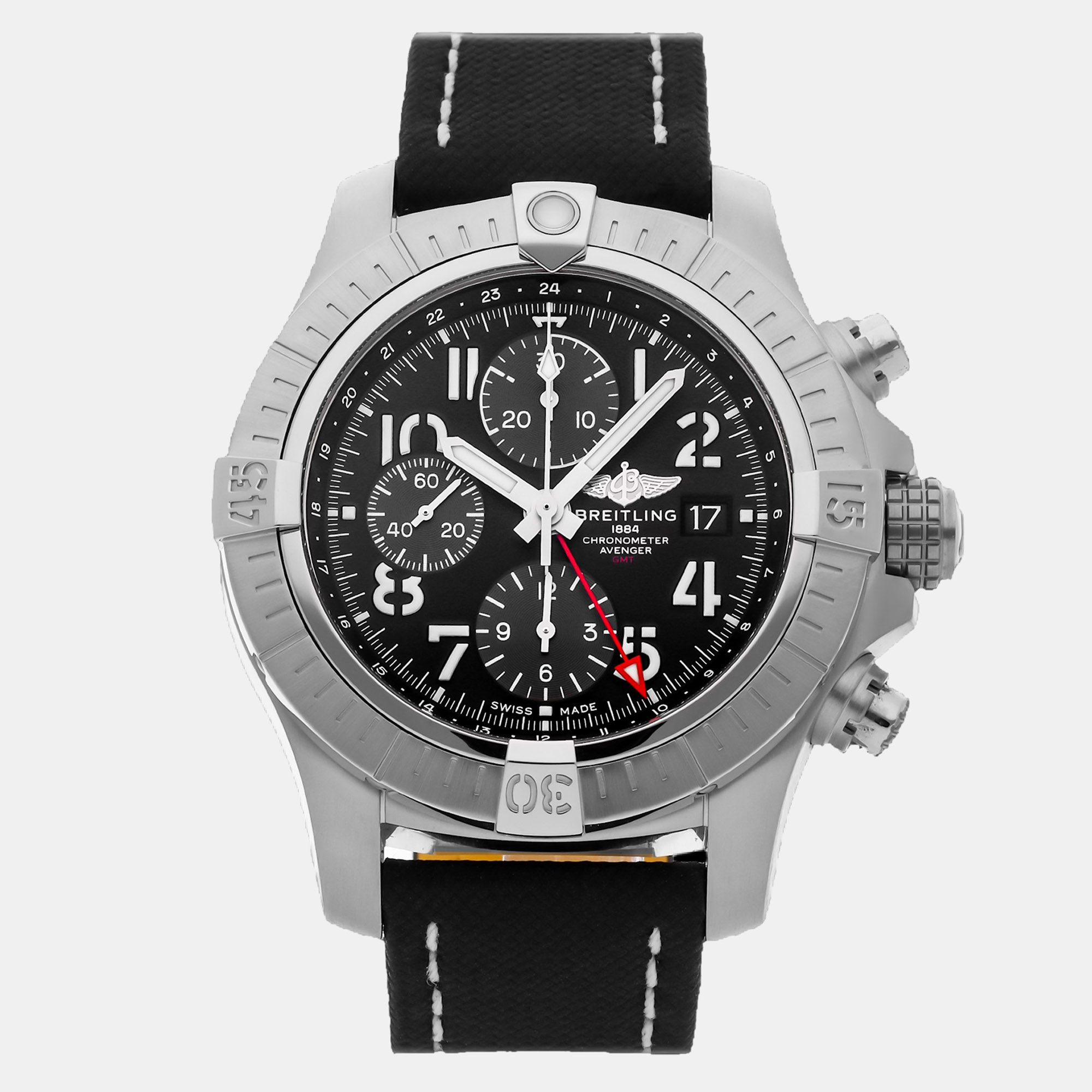 Pre-owned Breitling Avenger A24315101b1x2 Black Stainless Steel Automatic Men's Watches 45mm