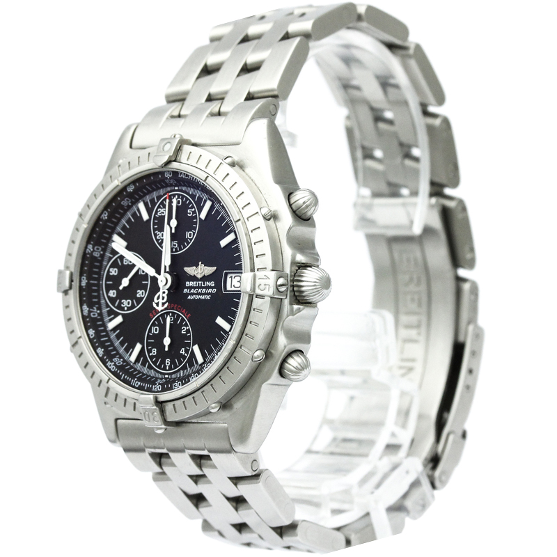 Breitling Black Stainless Steel Blackbird Men's Wristwatch 40MM