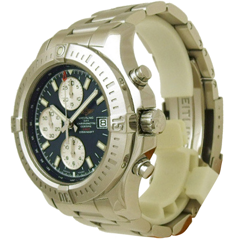 Preowned Breitling Blue Stainless Steel Colt Chronograph Men's