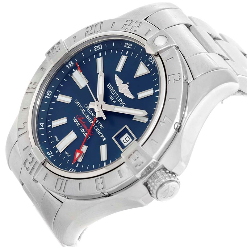 

Breitling Blue Stainless Steel Aeromarine Avenger II GMT A32390 Men's Wristwatch