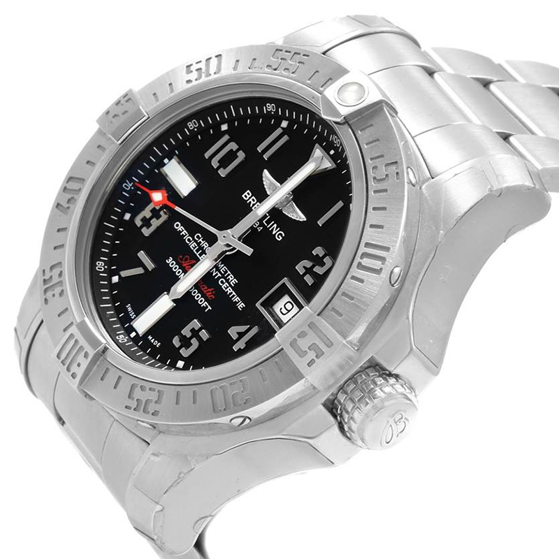 

Breitling Black Stainless Steel Aeromarine Avenger II Seawolf A17331 Men's Wristwatch