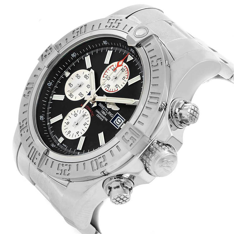 

Breitling Black Stainless Steel Aeromarine Super Avenger A13371 Men's Wristwatch