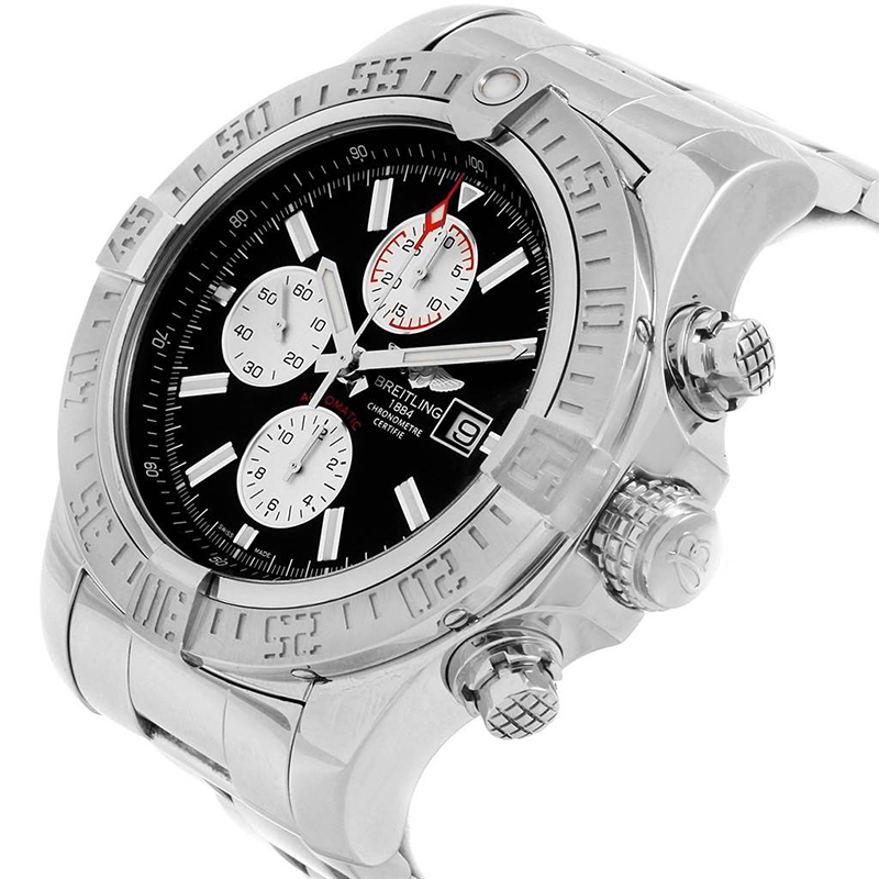 

Breitling Black Stainless Steel Aeromarine Super Avenger A13371 Men's Wristwatch