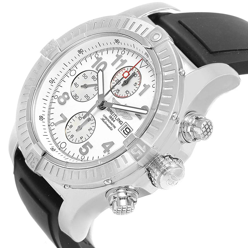 

Breitling White Stainless Steel Aeromarine Super Avenger A13370 Men's Wristwatch