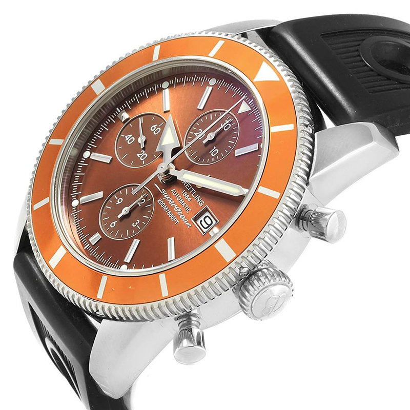 

Breitling Bronze Stainess Steel and Rubber SuperOcean Heritage A13320 Men's Wristwatch, Orange