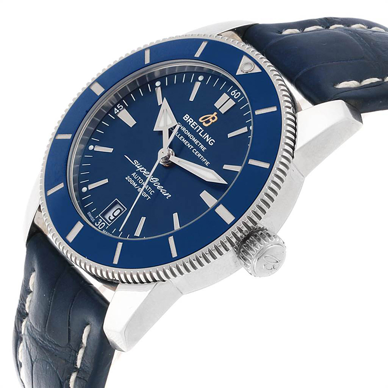 

Breitling Blue Stainless Steel and Leather Superocean Heritage II AB2010 Men's Wristwatch