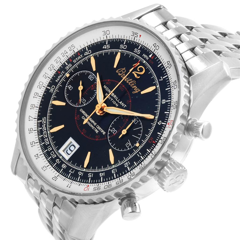 

Breitling Black Stainless Steel Montbrillant A48330 Men's Wristwatch