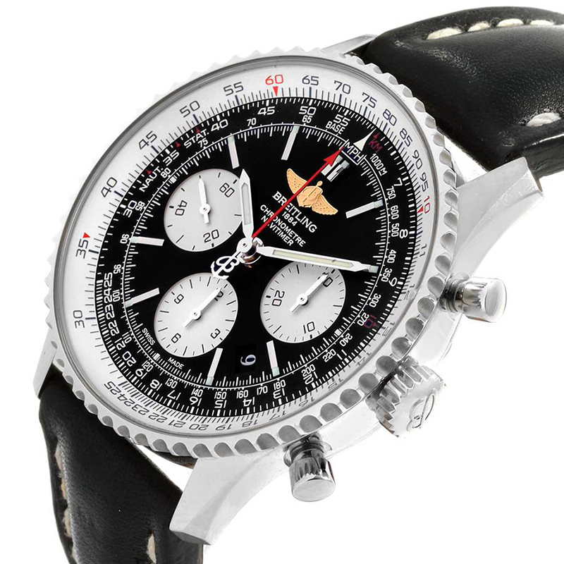 

Breitling Black Stainless Steel and Leather Navitimer