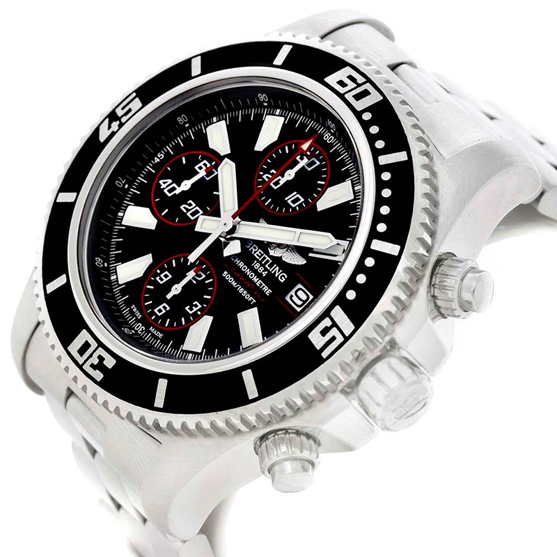

Breitling Black Stainless Steel Aeromarine SuperOcean II Chronograph A13341 Men's Wristwatch