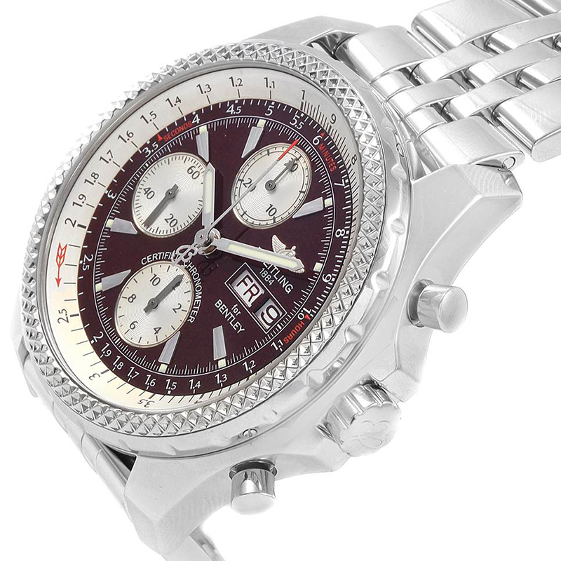 

Breitling Burgundy Stainless Steel Bentley Motors GT A13362 Men's Wristwatch