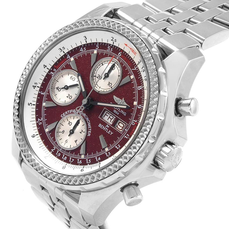 

Breitling Burgundy Stainless Steel Bentley Motors GT A13362 Men's Wristwatch