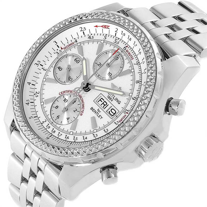 

Breitling White Stainless Steel Bentley Motors GT A13362 Men's Wristwatch, Silver