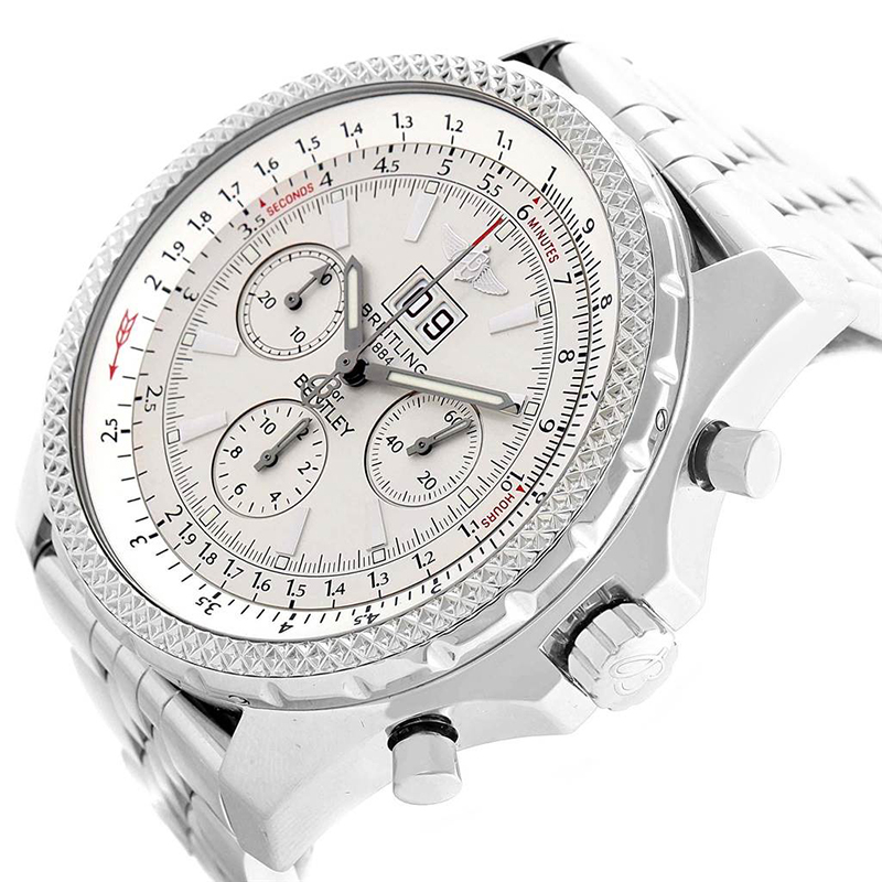 

Breitling White Stainless Steel Bentley Motors Chronograph A44362 Men's Wristwatch, Silver