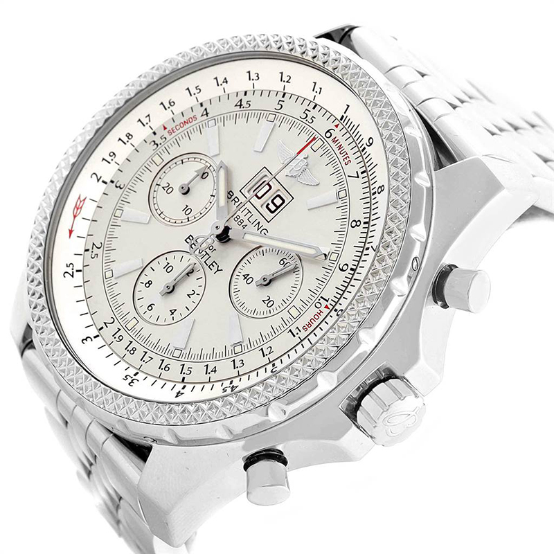 

Breitling White Stainless Steel Bentley Motors Chronograph A44362 Men's Wristwatch, Silver