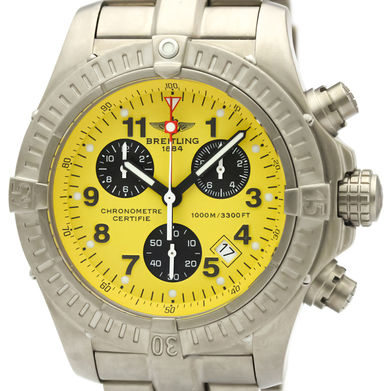 

Breitling Yellow Stainless Steel Chrono Avenger E73360 Men's Wristwatch