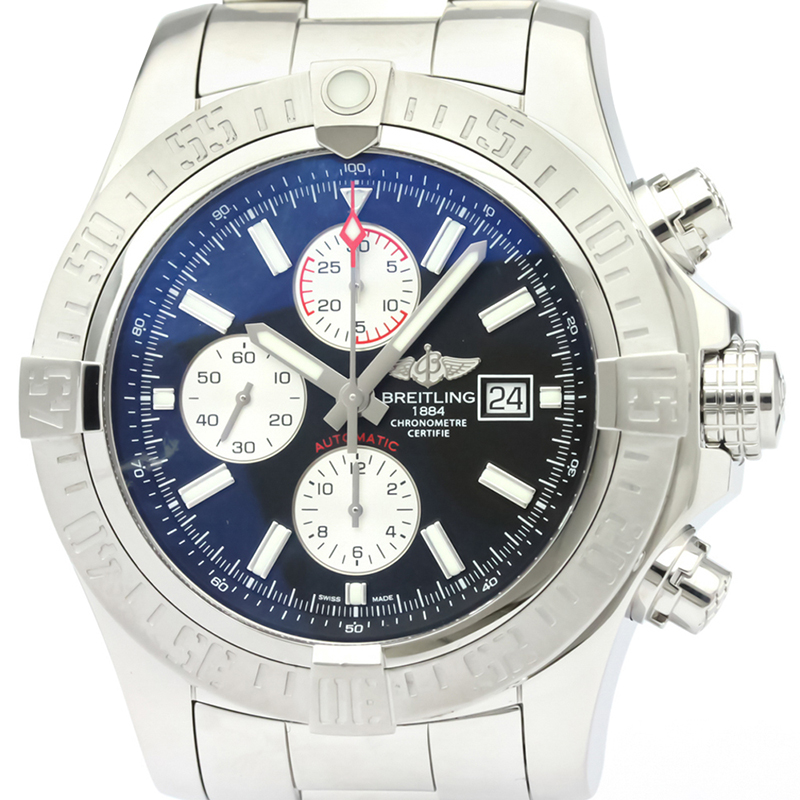 

Breitling Black Stainless Steel Super Avenger ll Chronograph A13371 Men's Wristwatch