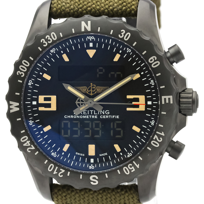 

Breitling Black Stainless Steel and Canvas Chronospace Military M78366 Men's Wristwatch
