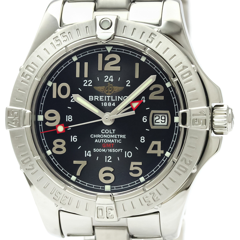 

Breitling Black Stainless Steel Colt GMT A32350 Men's Wristwatch