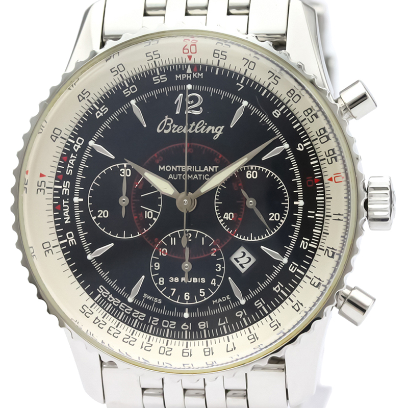 

Breitling Black Stainless Steel Navitimer A41030 Men's Wristwatch