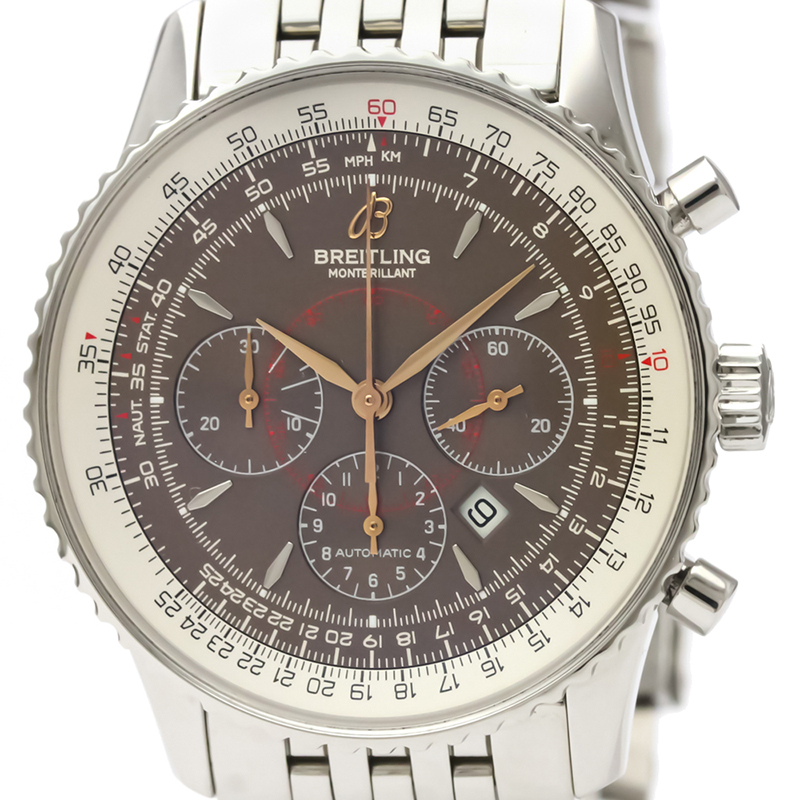 

Breitling Brown Stainless Steel Navitimer Montbrillant A41370 Men's Wristwatch