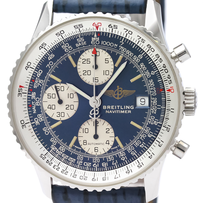 

Breitling Blue Stainless Steel and Leather Navitimer A13022 Men's Wristwatch