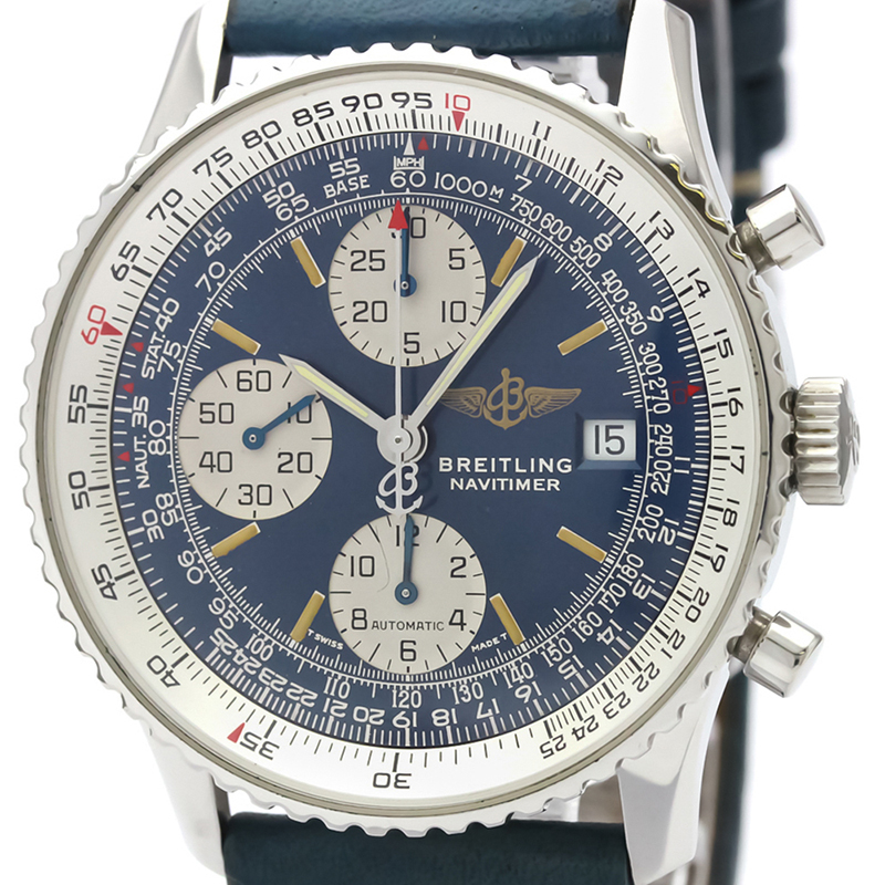 

Breitling Blue Stainless Steel and Leather Navitimer A13022 Men's Wristwatch