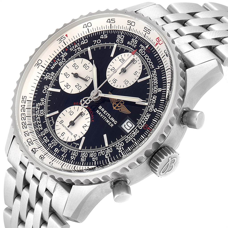 

Breitling Black Stainless Steel Navitimer Fighter Chronograph A13330 Men's Wristwatch