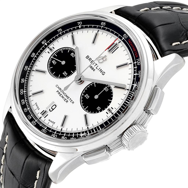 

Breitling Black/White Stainless Steel Premier B01 Chronograph AB0118 Men's Wristwatch