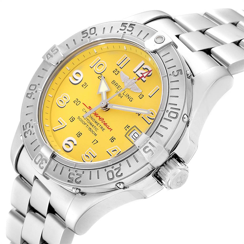 

Breitling Yellow Stainless Steel Superocean II A17360 Men's Wristwatch