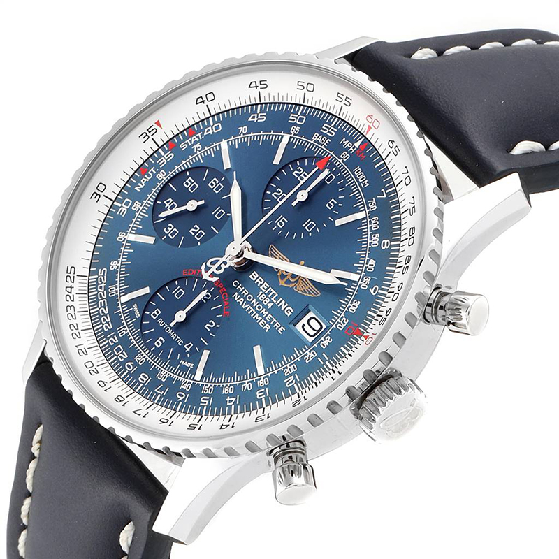 

Breitling Blue Leather and Stainless Steel Navitimer A13324 Men's Wristwatch