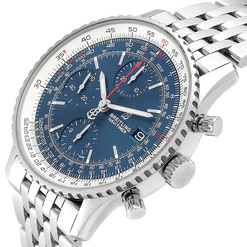 

Breitling Blue and Stainless Steel Navitimer Men's Wristwatch