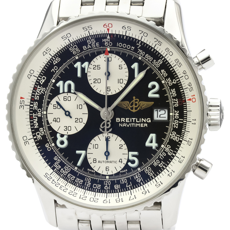 

Breitling Black Stainless Steel Old Navitimer A13322 Men's Wristwatch