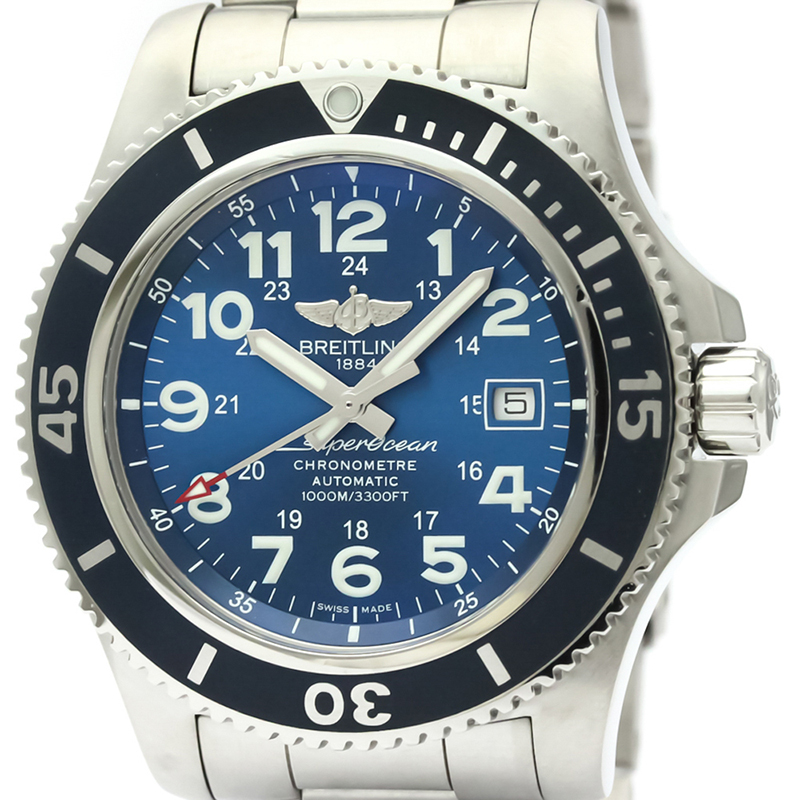 

Breitling Blue Stainless Steel Super Ocean II A17392 Men's Wristwatch