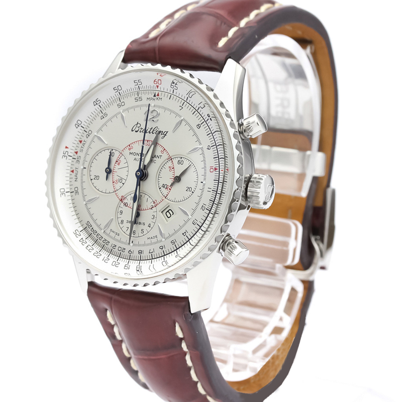 

Breitling Silver Stainless Steel and Leather Navitimer Montbrillant A41330 Men's Wristwatch