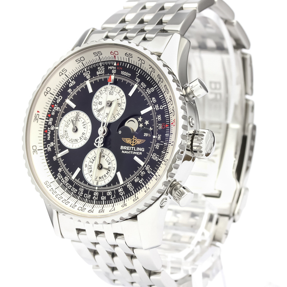 

Breitling Black Stainless Steel Navitimer Olympus Moon Phase A19340 Men's Wristwatch