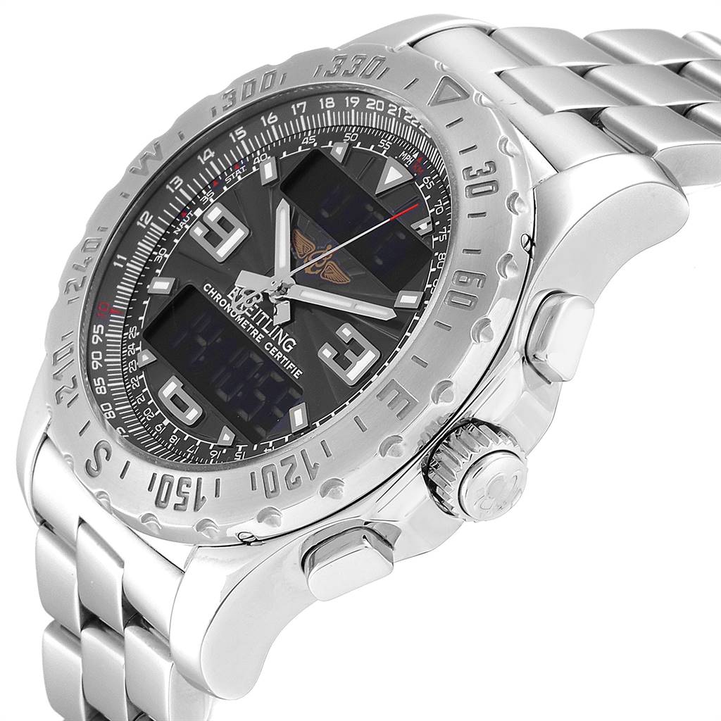 

Breitling Black Digital Stainless Steel Airwolf GMT A78363 Men's Wristwatch