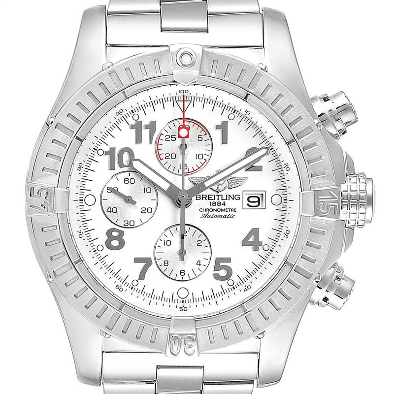 

Breitling White Stainless Steel Super Avenger Chronograph A13370 Men's Wristwatch