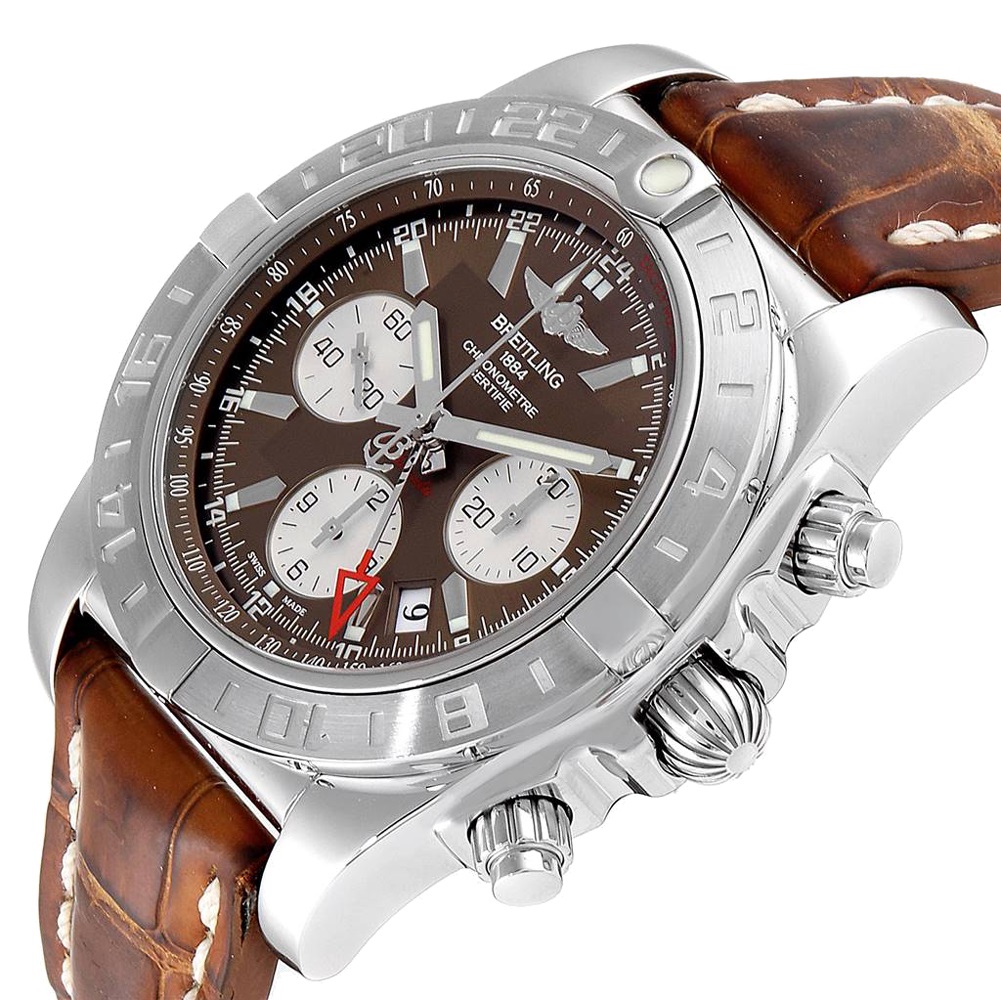 

Breitling Brown Stainless Steel Chronomat Evolution GMT AB0420 Men's Wristwatch