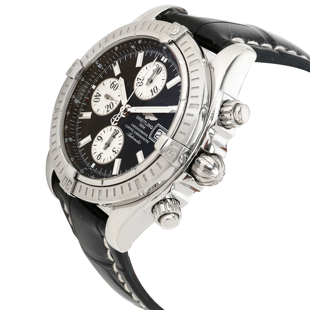 

Breitling Black Stainless Steel and Crocodile Leather Chronomat Evolution A13356 Men's Wristwatch