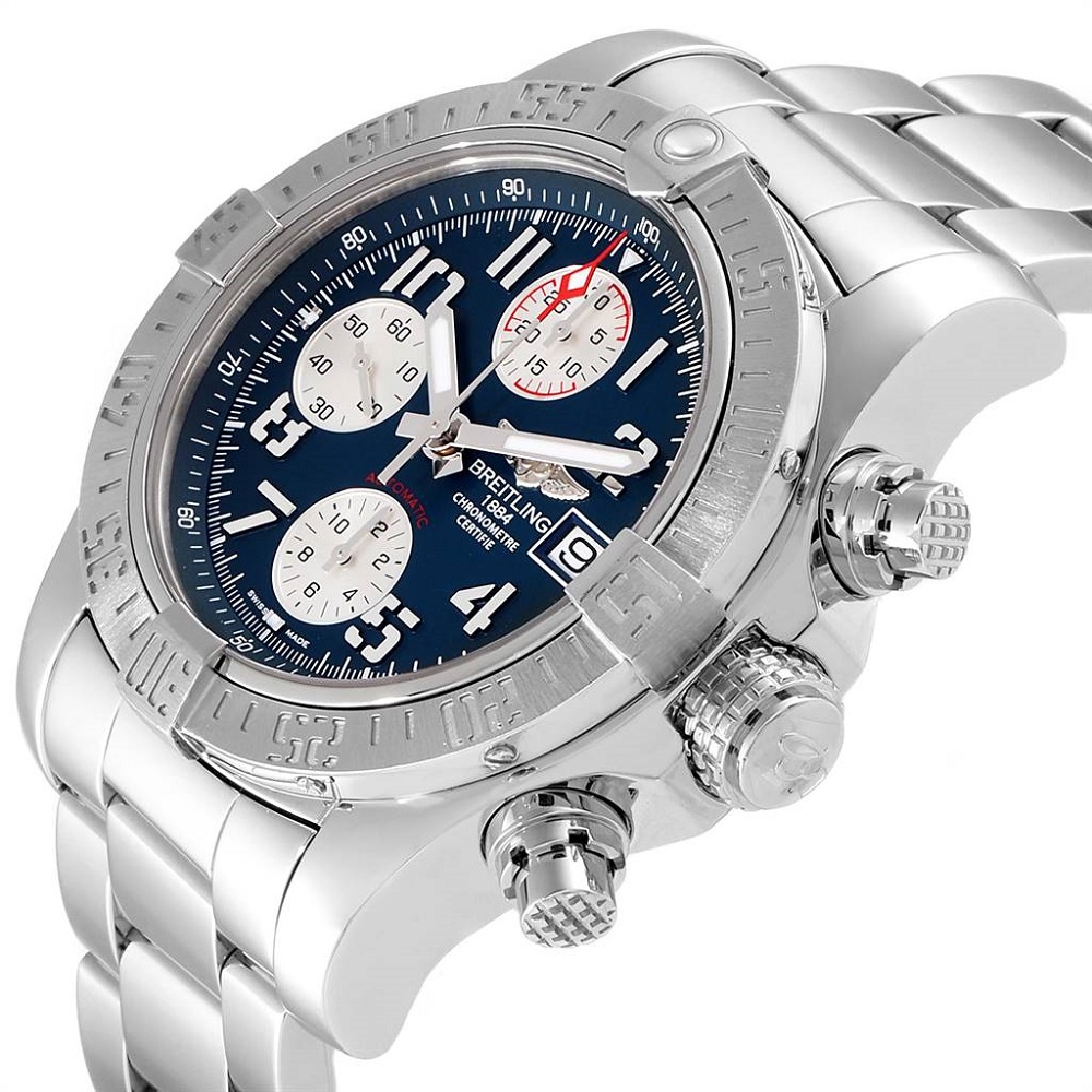 

Breitling Blue Stainless Steel Super Avenger Chronograph A13381 Men's Wristwatch