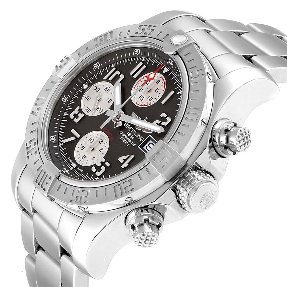 

Breitling Tungsten Gray Stainless Steel Super Avenger Chronograph A13381 Men's Wristwatch, Grey