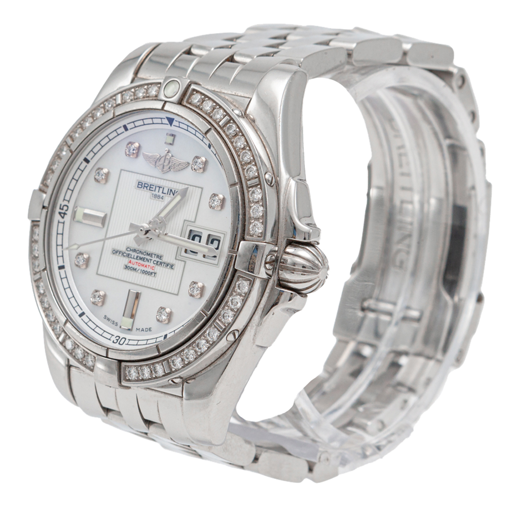 

Breitling White Mother Of Pearl Diamond Galactic Stainless Steel Watch