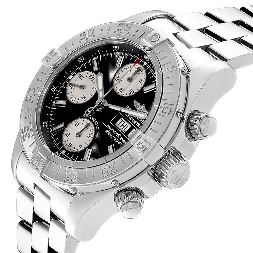 

Breitling Black Stainless Steel Aeromarine Superocean Chronograph A13340 Men's Wristwatch